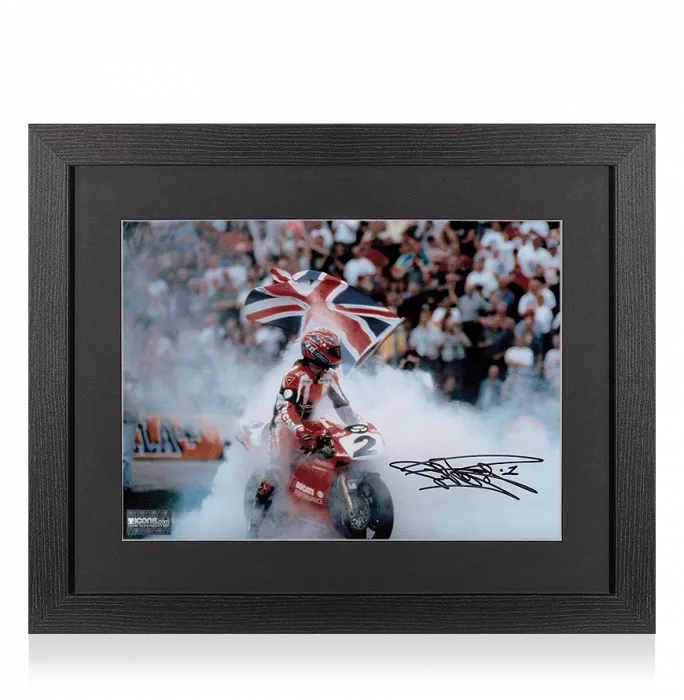 Carl Fogarty Signed Photo In Black Wooden Frame: World Superbike Champion