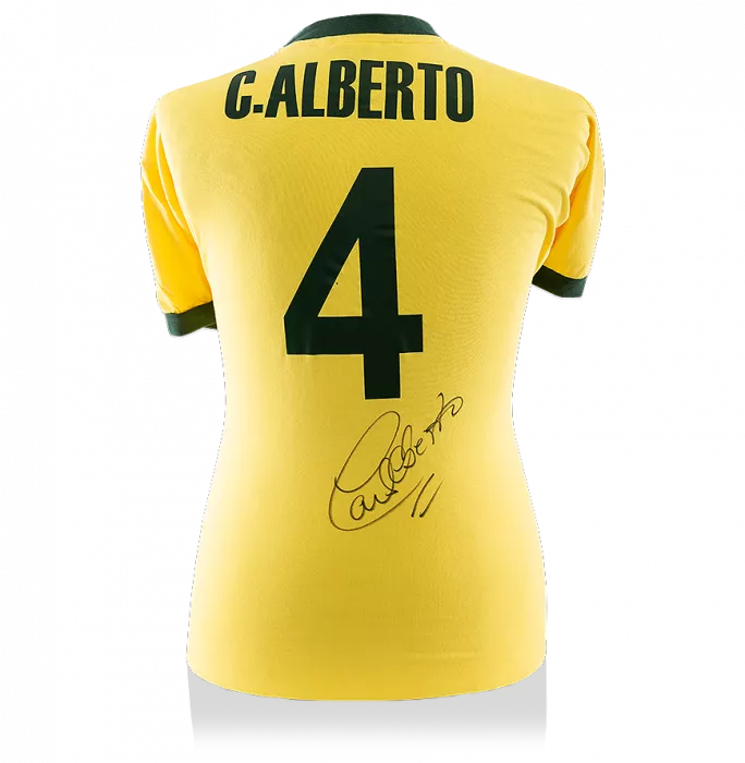 Carlos Alberto Back Signed Retro Brazil Home Shirt