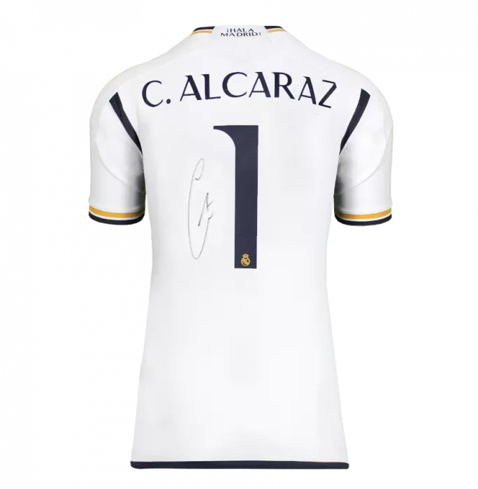 Carlos Alcaraz Back Signed Real Madrid CF 2023-24 Home Shirt In Deluxe Packaging