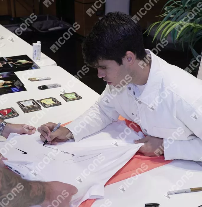 Carlos Alcaraz Signed Nike Advantage Slam T- Shirt - "4x Grand Slam Winner" Inscription In Hero Frame: Option 1