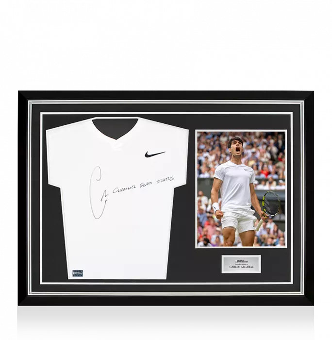 Carlos Alcaraz Signed Nike Advantage Slam T-Shirt - "Channel Slam Status" Inscription In Hero Frame: Option 1
