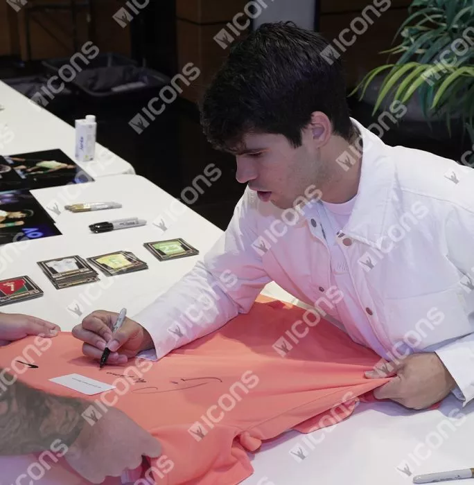 Carlos Alcaraz Signed Nike Dri-Fit Court Victory Tennis T-Shirt - "4x Grand Slam Winner" Inscription In Hero Frame: Option 1