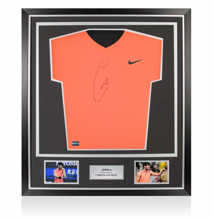 Carlos Alcaraz Signed Nike Dri-Fit Court Victory Tennis T-Shirt In Classic Frame