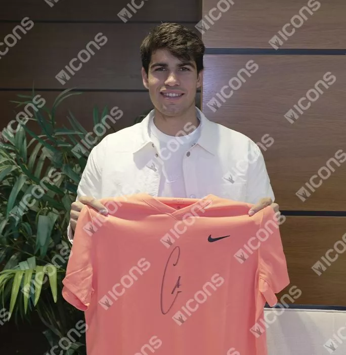 Carlos Alcaraz Signed Nike Dri-Fit Court Victory Tennis T-Shirt In Hero Frame: Option 1