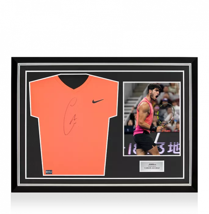 Carlos Alcaraz Signed Nike Dri-Fit Court Victory Tennis T-Shirt In Hero Frame: Option 1