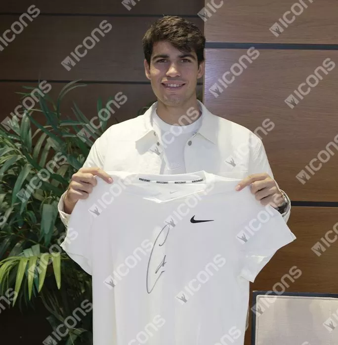 Carlos Alcaraz Signed Nike Slam Men's Dri-FIT Tennis Shirt In Classic Frame