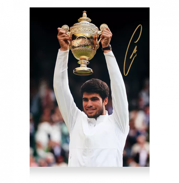 Carlos Alcaraz Signed Photo In Black Wooden Frame: 2023 Wimbledon Winner