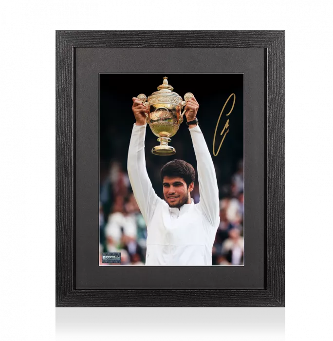Carlos Alcaraz Signed Photo In Black Wooden Frame: 2023 Wimbledon Winner