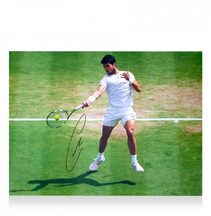 Carlos Alcaraz Signed Photo In Black Wooden Frame: Furious Forehand