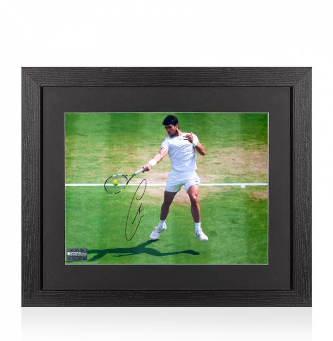 Carlos Alcaraz Signed Photo In Black Wooden Frame: Furious Forehand
