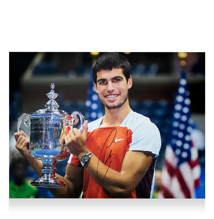 Carlos Alcaraz Signed Photo In Black Wooden Frame: 2022 US Open Winner