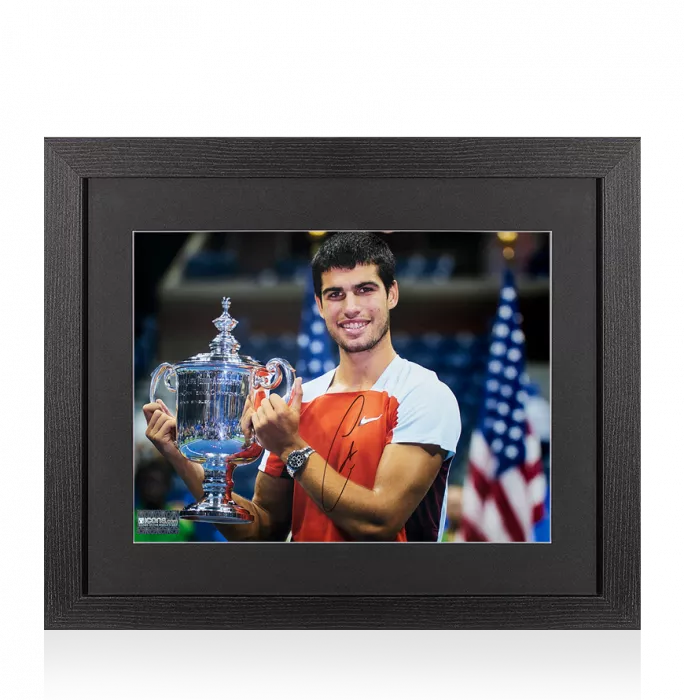 Carlos Alcaraz Signed Photo In Black Wooden Frame: 2022 US Open Winner