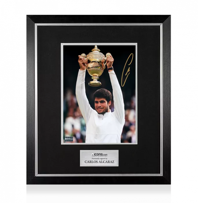 Carlos Alcaraz Signed Photo In Premium Photo Frame: 2023 Wimbledon Winner
