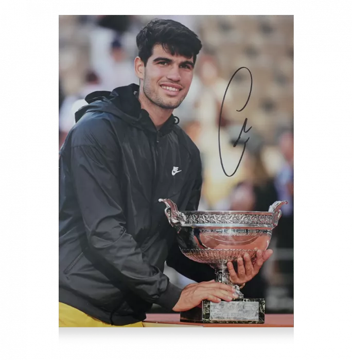 Carlos Alcaraz Signed Photo In Premium Photo Frame: French Open 2024 Trophy