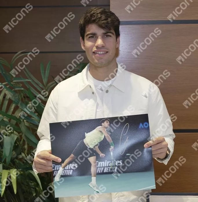 Carlos Alcaraz Signed Photo In Premium Photo Frame: Australian Open 2024 Action