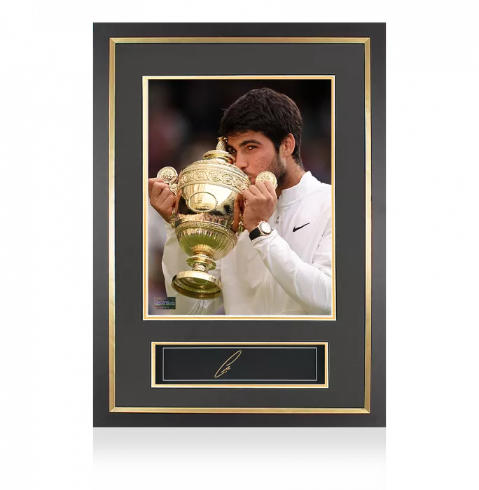 Carlos Alcaraz Signed Plaque And Photo Frame: 2023 Wimbledon Winner