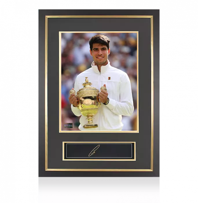 Carlos Alcaraz Signed Plaque And Photo Frame: 2024 Wimbledon Winner
