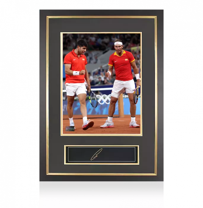 Carlos Alcaraz Signed Plaque and Photo Frame: 'Nadalcaraz' Olympic Doubles