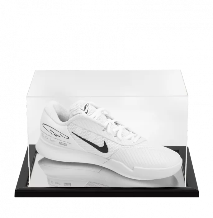 Carlos Alcaraz Signed White Nike Zoom Vapor Tennis Shoe In Acrylic Case