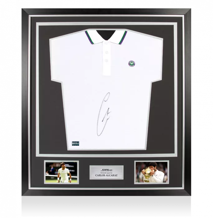 Carlos Alcaraz Signed White Wimbledon Polo Shirt In Classic Frame