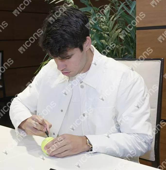 Carlos Alcaraz Signed Wimbledon 2024 Tennis Ball In Acrylic Case