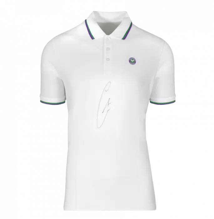 Carlos Alcaraz Signed Wimbledon Mens Core Pique Polo Shirt In Hero Frame: Option 1