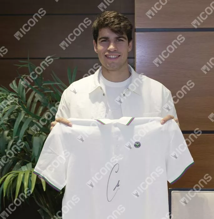 Carlos Alcaraz Signed Wimbledon Mens Core Pique Polo Shirt In Classic Frame