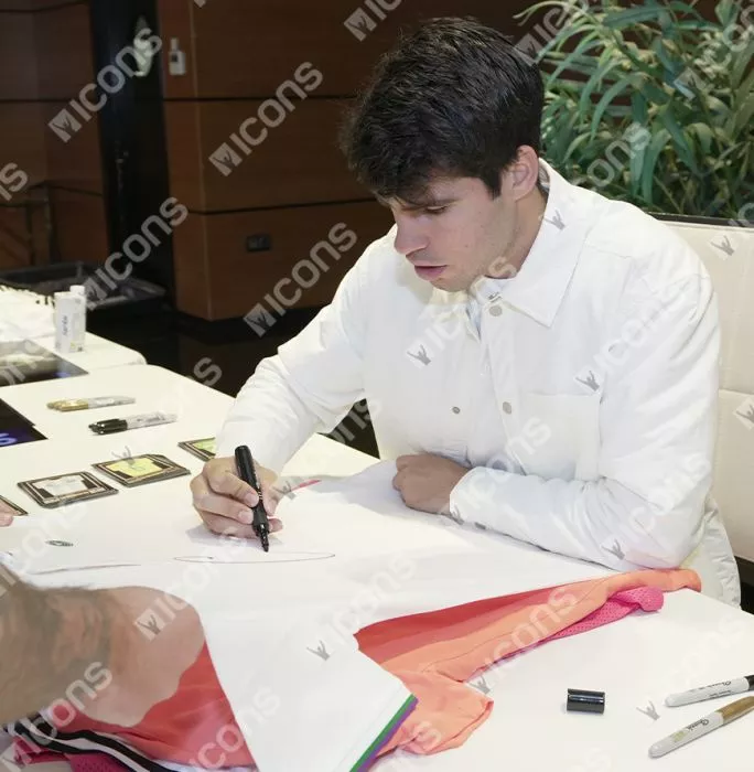 Carlos Alcaraz Signed Wimbledon Mens Core Pique Polo Shirt In Classic Frame