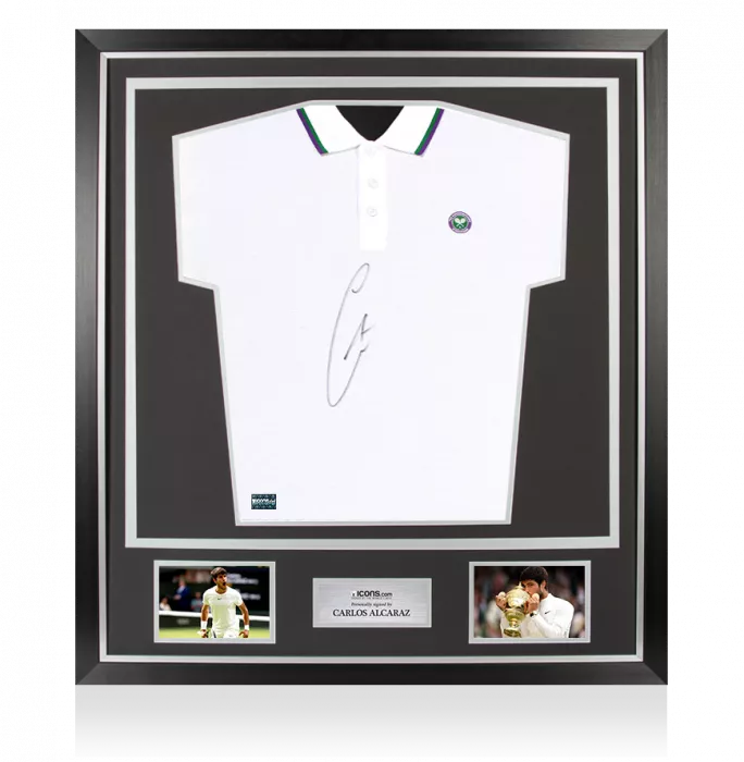 Carlos Alcaraz Signed Wimbledon Mens Core Pique Polo Shirt In Classic Frame
