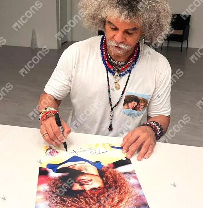 Carlos Valderrama Official 1990 FIFA World Cup™ Signed And Framed Colombia Photo