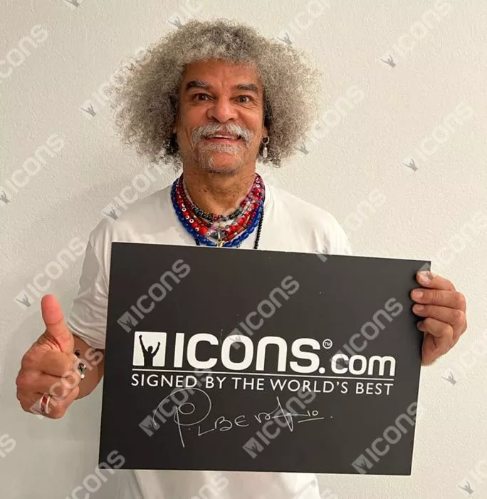 Carlos Valderrama Signed Colombia Photo In Black Wooden Frame: FIFA World Cup