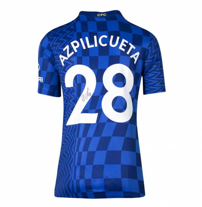 Cesar Azpilicueta Back Signed Chelsea 2021-22 Home Shirt In Classic Frame