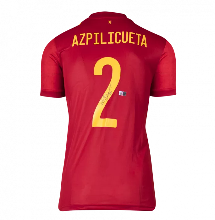 Cesar Azpilicueta Back Signed Spain 2020 Home Shirt