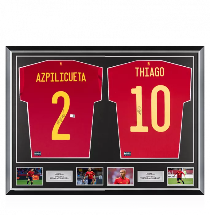 Cesar Azpilicueta & Thiago Alcantara Signed Shirts In Classic Dual Frame