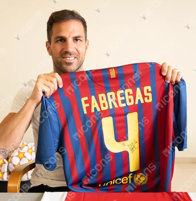 Cesc Fabregas Back Signed FC Barcelona 2011-12 Home Shirt In Hero Frame: Option 1