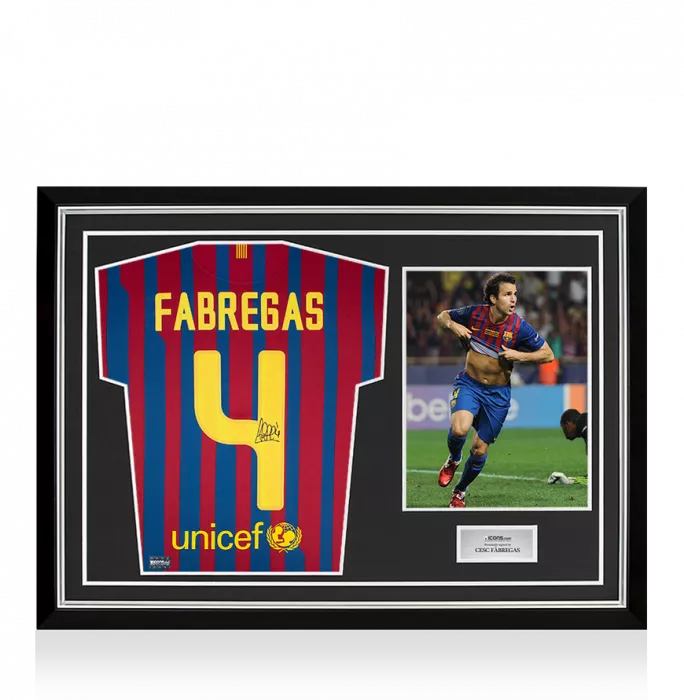 Cesc Fabregas Back Signed FC Barcelona 2011-12 Home Shirt In Hero Frame: Option 1