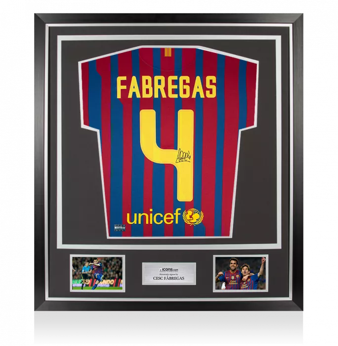 Cesc Fabregas Back Signed FC Barcelona 2011-12 Home Shirt In Classic Frame