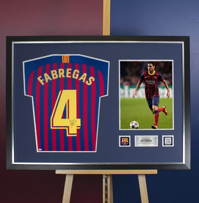 Cesc Fabregas Official FC Barcelona Back Signed And Framed 2018-19 Home Shirt With Fan Style Numbers