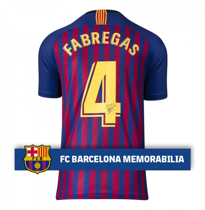 Cesc Fabregas Official FC Barcelona Back Signed And Framed 2018-19 Home Shirt With Fan Style Numbers
