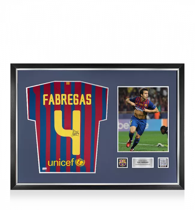 Cesc Fabregas Official FC Barcelona Back Signed and Framed 2011-12 Home Shirt