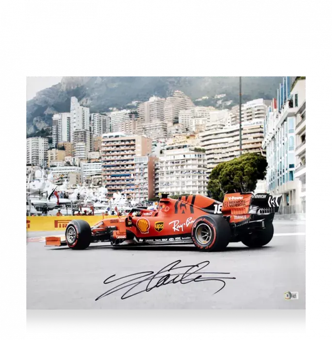 Charles Leclerc Signed Photo In Premium Photo Frame: Rear View