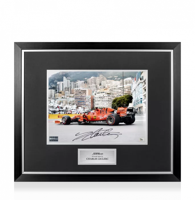 Charles Leclerc Signed Photo In Premium Photo Frame: Rear View
