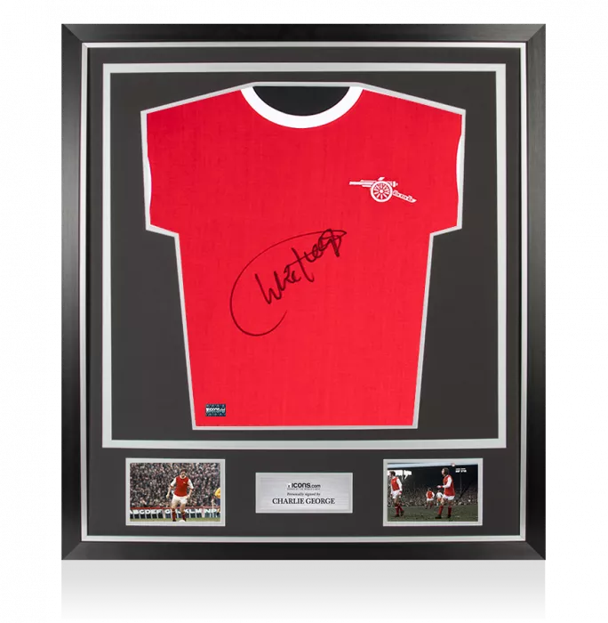 Charlie George Front Signed Arsenal 1970-71 Home Shirt In Classic Frame