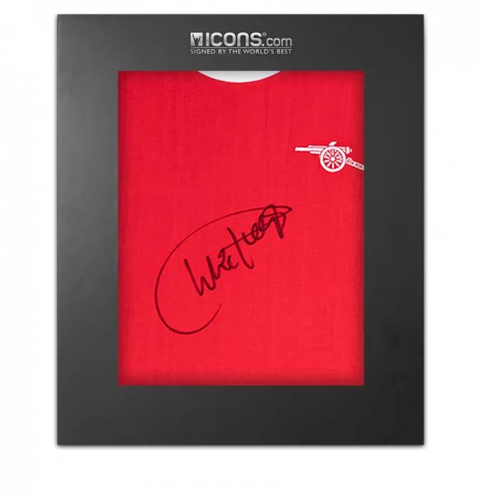 Charlie George Front Signed Arsenal 1970-71 Home Shirt In Deluxe Packaging