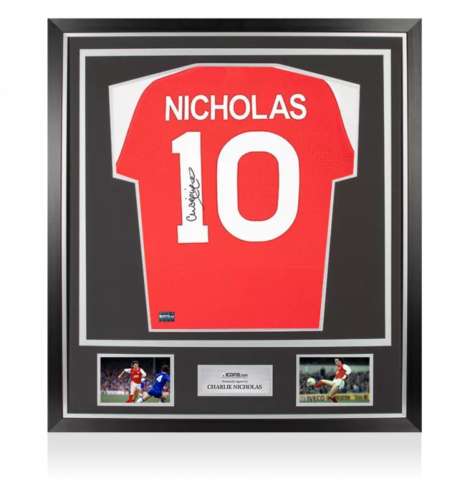 Charlie Nicholas Back Signed Arsenal Home Shirt In Classic Frame