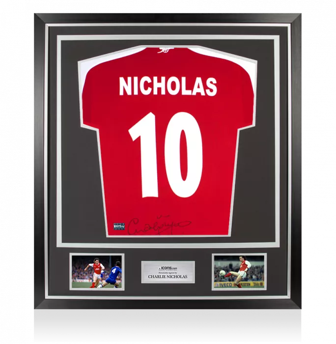 Charlie Nicholas Back Signed Arsenal Home Shirt In Classic Frame