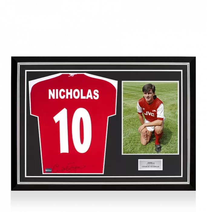 Charlie Nicholas Back Signed Arsenal Home Shirt In Hero Frame: Option 1