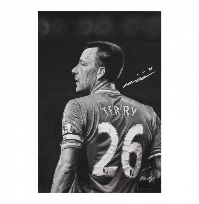 Chelsea 2000 Home Shirt And John Terry Signed Original Artwork In Hero Frame: Limited Edition 1/1
