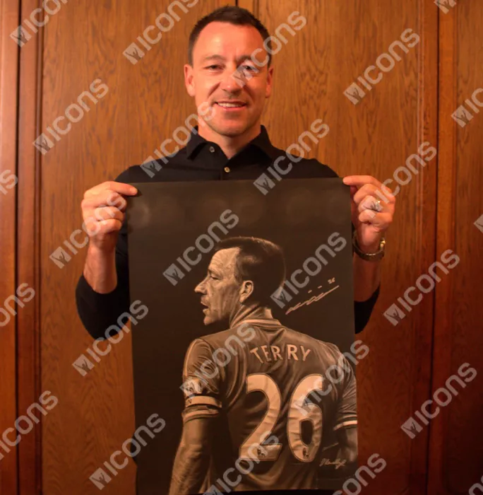 Chelsea 2000 Home Shirt And John Terry Signed Original Artwork In Hero Frame: Limited Edition 1/1