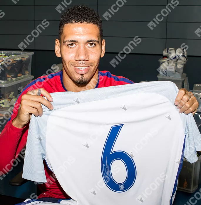 Chris Smalling England Back Signed 2016-17 Home Shirt: Number 6